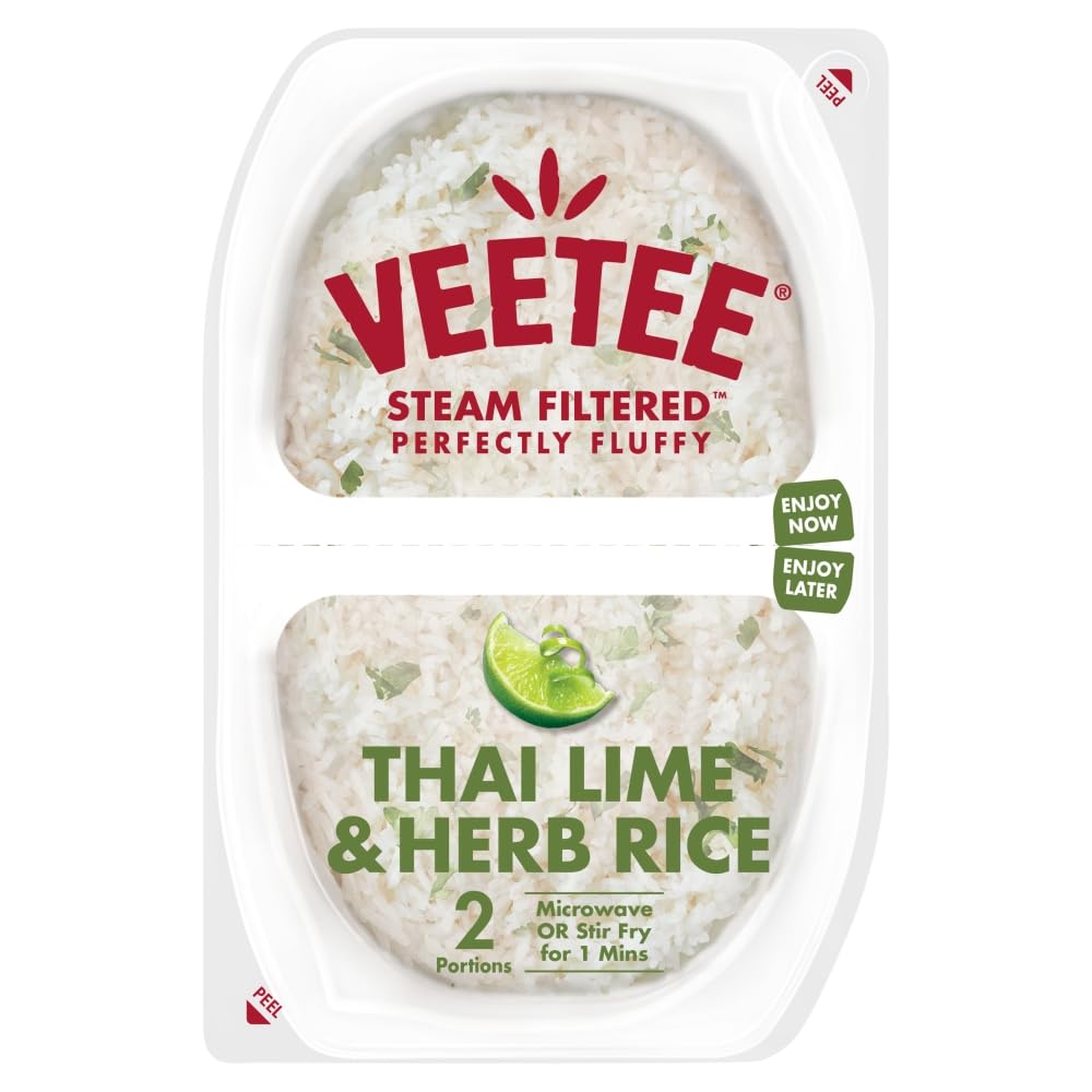 Veetee Perfectly Fragrant Steam Filtered Thai Lime & Herb Rice 2x125g