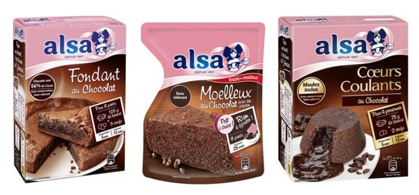 Alsa Chocolate Baking Mix Bundle, Fondant au Chocolat, Moelleux, Coeurs Coulants, No Colouring