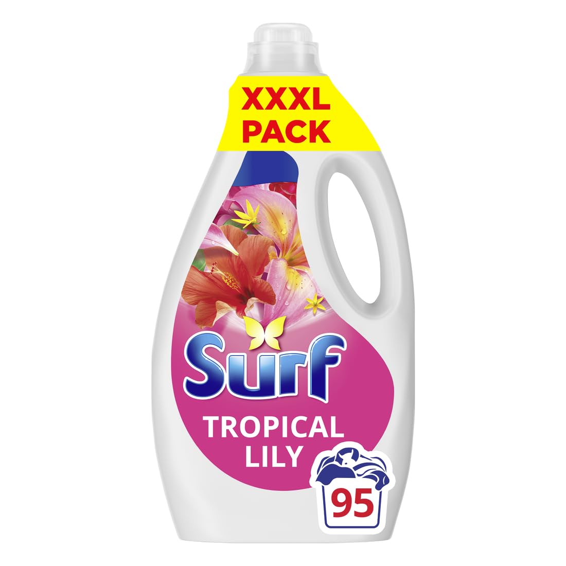 Surf Tropical Lily Laundry Washing Liquid Detergent with a joy-infused fragrance & natural essential oils lasting up to 12 hours in wear for brilliantly clean results 95 washes 2.565 L