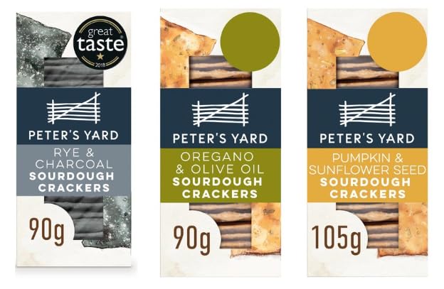 Peter's Yard Sourdough Crackers - Rye & Charcoal, Oregano & Olive Oil, Pumpkin & Sunflower Seed