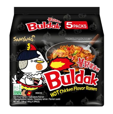 Samyang Buldak Hot Chicken Flavor Ramen, Stir-Fried Noodles, Halal, 700g