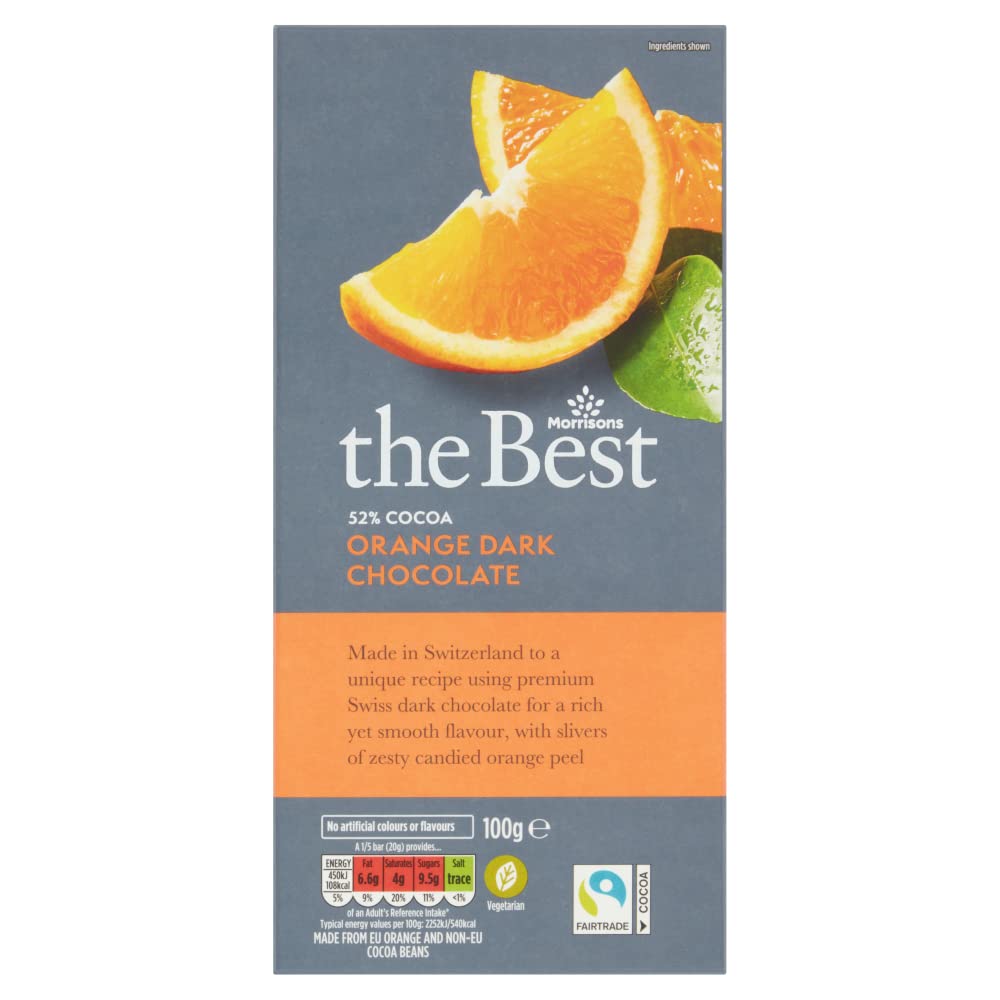 Morrisons The Best 52% Cocoa Dark Chocolate with Orange, 100 g