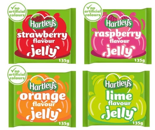 Hartley's Flavour Jelly Variety Pack, Strawberry, Raspberry, Orange and Lime, No Artificial Colours, 135g