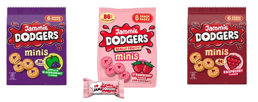 Jammie Dodgers Minis Biscuits, Strawberry, Raspberry, Apple & Blackcurrant Flavour, 6 Snack Packs