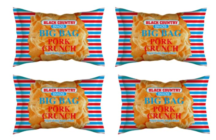 Black Country Snacks Big Bag Pork Crunch, Finest Quality Hand Cooked, Pack of 4