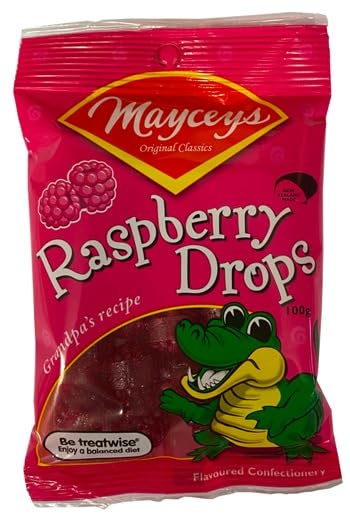 Mayceys Raspberry Drops, Flavoured Confectionery, Grandpa's Recipe, 100g