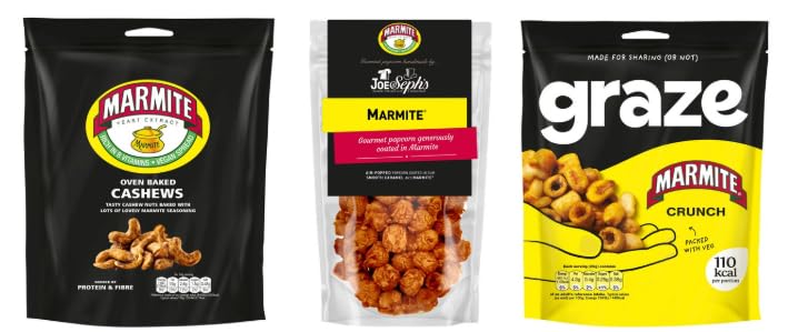 Marmite Oven Baked Cashews, Savoury Snack, Crunchy Popcorn, Sharing Pack