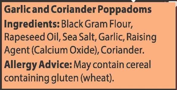 Sharwood's Garlic & Coriander Poppadoms, 8 Crispy Indian Snacks (1-Pack)