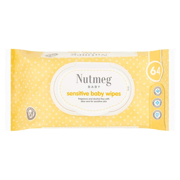 Morrisons Nutmeg Baby Sensitive Fragrance Free Wipes 64 Pack x 12