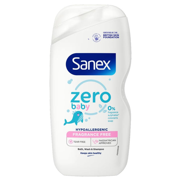 Sanex Zero% Hypoallergenic Baby Bath Foam & Shampoo, 450ml