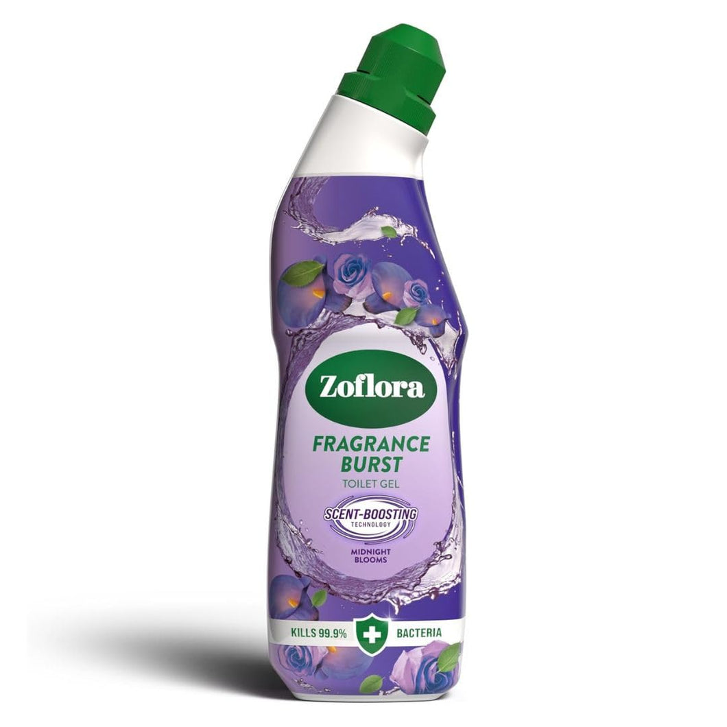 Zoflora Fragrance Burst Toilet Cleaner Gel, Midnight Blooms, Odour Control with Scent Boosting Technology, Kills 99.9 Percent of Bacteria, 750ml