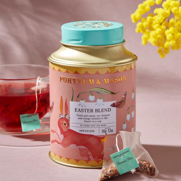 Fortnum & Mason Easter Blend Infusion Tea, Rhubarb and Orange, 25 Large Leaf Tea Bags, 50g