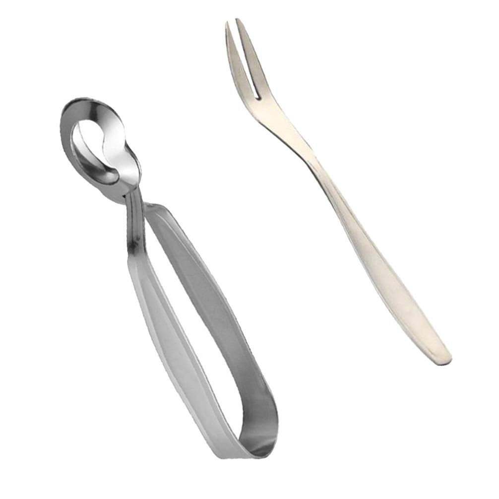 UPKOCH Escargot Dining Set Stainless Steel Escargot Tongs with Snail Fork Clip Shell Utensils Tableware for Home Restaurant 1 Set