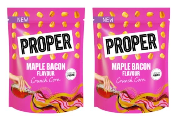 PROPER Maple Bacon Flavour Crunch Corn, High in Fibre, Crunchy Corn Snack - Pack of 2