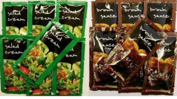 Salad Cream and Brown Sauce Single Serve Sachets, Condiment Variety Pack - 100 Sachets