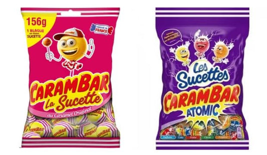 CaramBar La Sucette au Caramel Original and Atomic Lollipops, Assorted Flavours, 156g