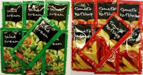Salad Cream and Tomato Ketchup Sauce Sachets, Condiment Portion Packs, Mixed Variety - 100 Sachets