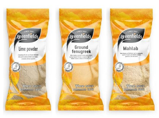 Greenfields Spice Bundle, Lime Powder, Ground Fenugreek and Mahlab, Powder Form