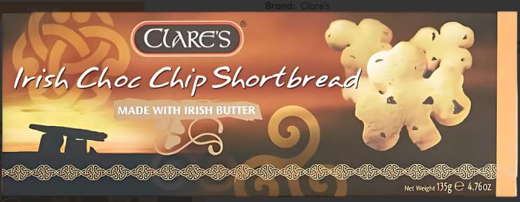 Clare's Irish Choc Chip Shortbread, Made with Irish Butter, 135g