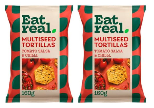 Eat real Multiseed Tortillas, Tomato Salsa & Chilli Flavour, 160g, Pack of 2