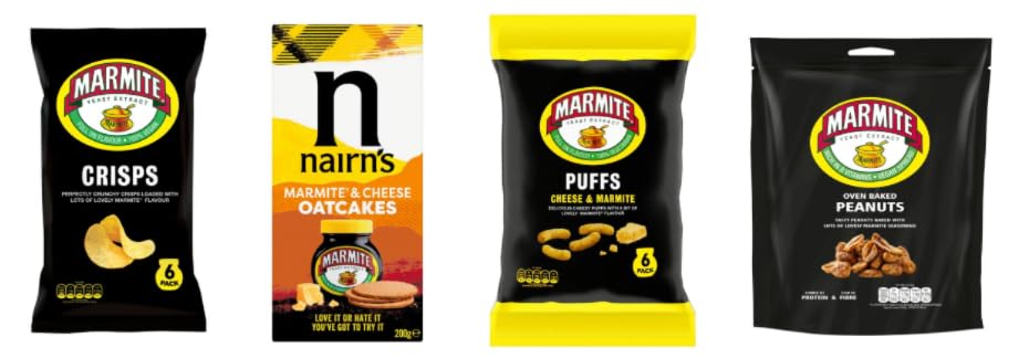 Marmite Snack Variety Pack, Crisps, Puffs, Oatcakes, Peanuts, Multipack