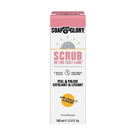 Soap & Glory SCRUB IN THE FAST LANE™ 2 MINUTE FACIAL POLISH & PEEL - Vitamin C & Lactic Acid Exfoliator for All Skin Types - Facial Scrub