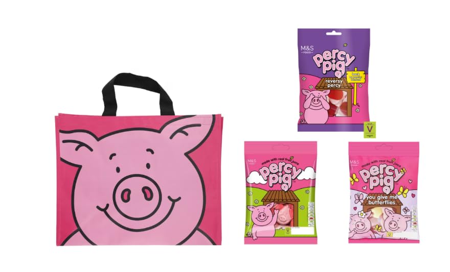 M&S Percy Pig Gift Set with Reusable Tote Bag, Includes Sweets and Candy
