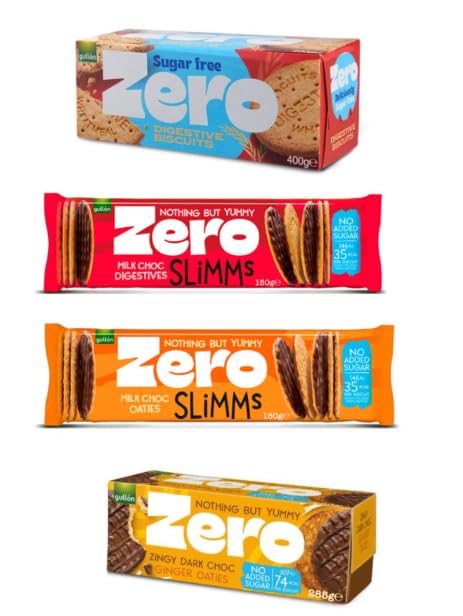 Zero Sugar Free Digestive Biscuits, Milk Choc Slimms, Zingy Dark Choc Ginger Oaties, No Added Sugar