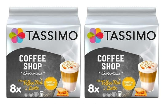 Tassimo Coffee Shop Selections Toffee Nut Latte Coffee Pods x8 (Pack of 2, Total 16 Pods)