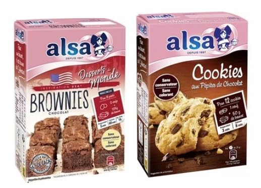 Alsa Baking Mix Bundle, Chocolate Brownies and Chocolate Chip Cookies, No Preservatives, No Colouring