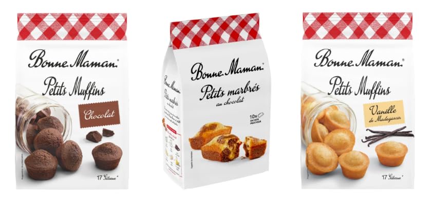 Bonne Maman Petits Muffins Chocolat, Vanille de Madagascar, and Petits Marbrés au Chocolat