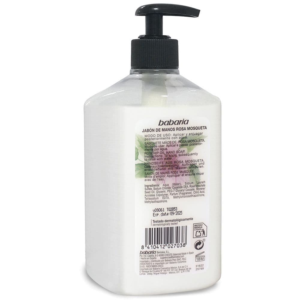 Babaria 1004-27038 Rosehip Oil Pump Hand Soap 500ml