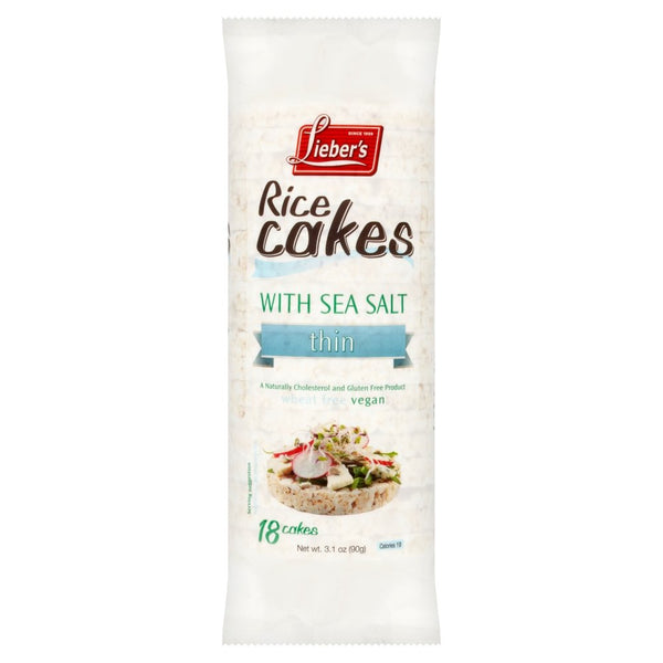 Lieber's Sea Salt Rice Cakes, Pack of 18 Cakes