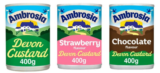 Ambrosia Devon Custard, Strawberry and Chocolate Flavour Variety Pack