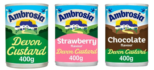 Ambrosia Devon Custard, Strawberry and Chocolate Flavour Variety Pack
