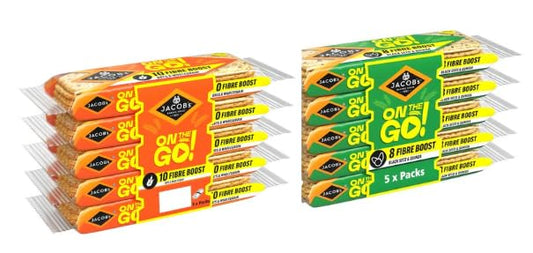 Jacobs On the Go! Crackers, Fibre Boost, Multipack Snack Biscuits