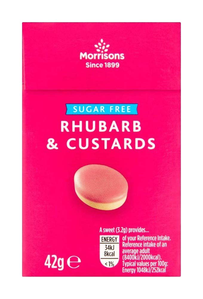 Morrisons Sugar Free Rhubarb & Custard Sweets, 42g (Package may vary)