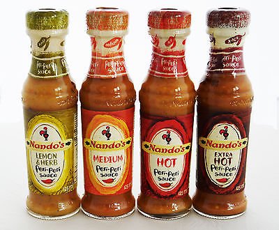 Nando's Peri Peri Sauces 125ml - Lemon & Herb (Mild), Medium, Hot & Extra Extra Hot