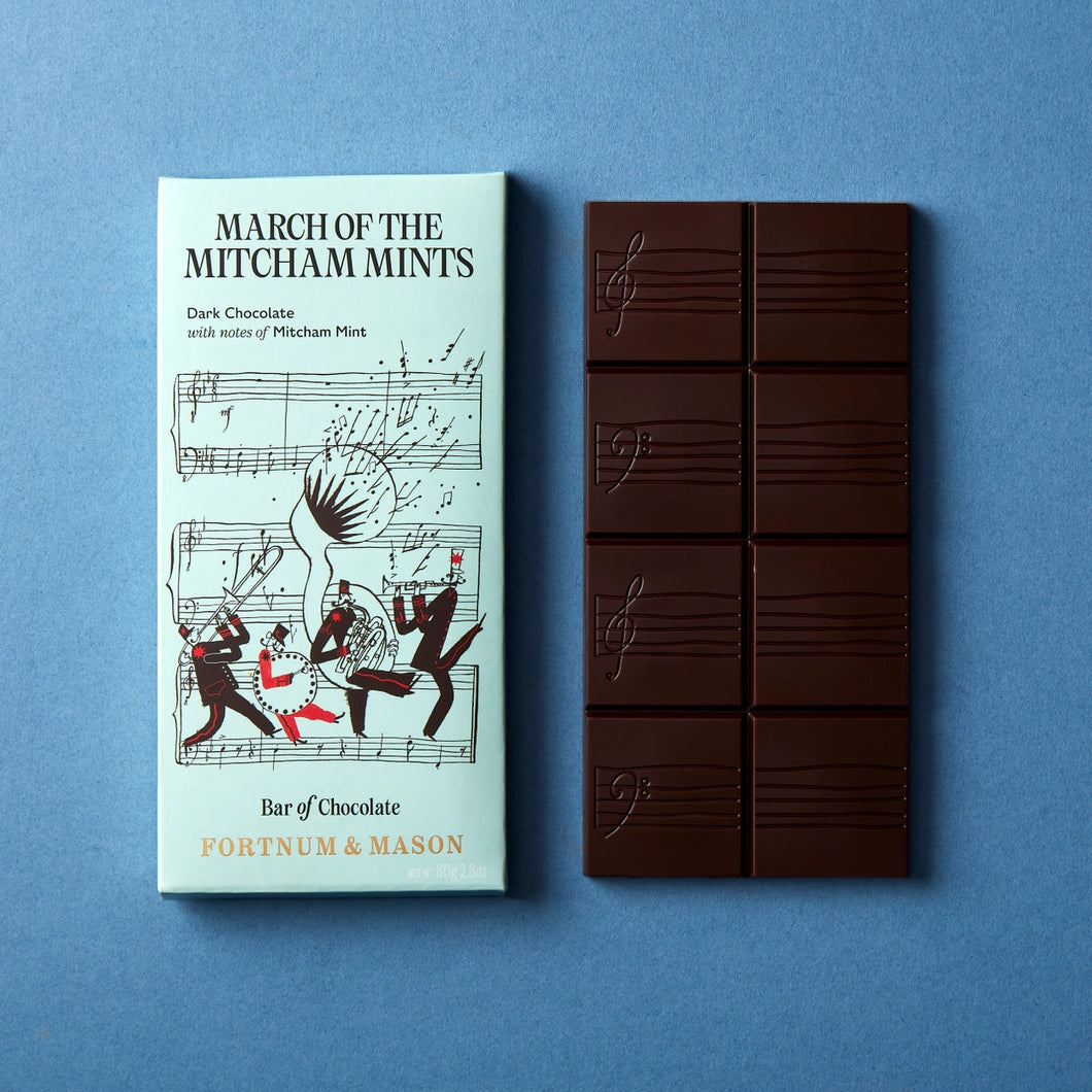 Fortnum & Mason Dark Chocolate Mitcham Mint Filled Bar, 80g