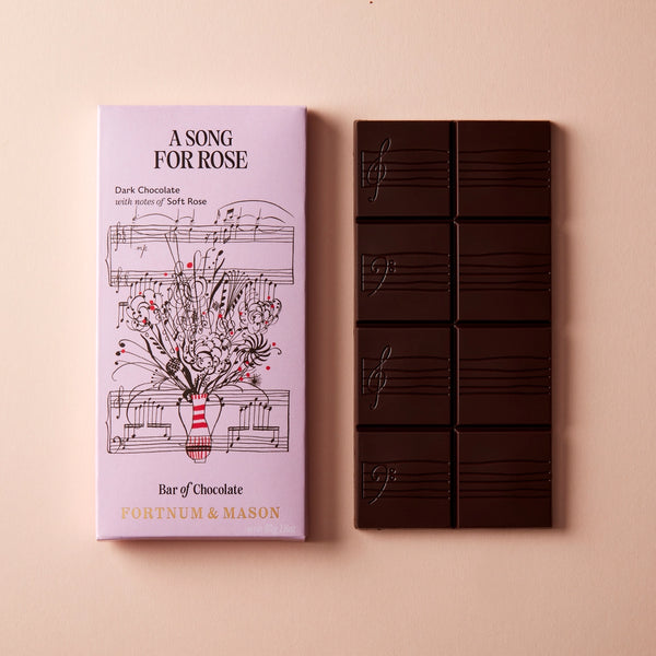 Fortnum & Mason Dark Chocolate Rose Filled Bar, 80g