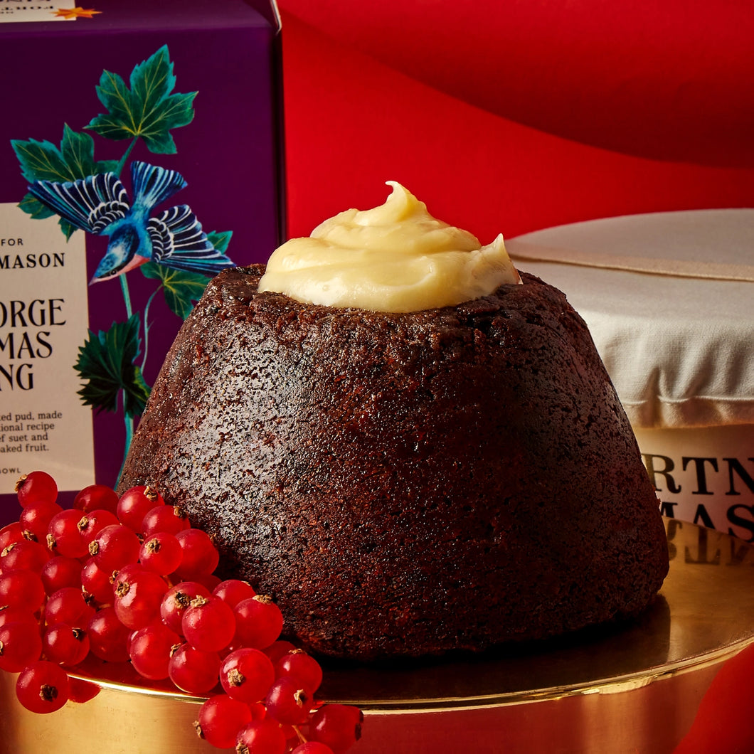Fortnum & Mason King George Christmas Pudding in Ceramic Basin, 907g