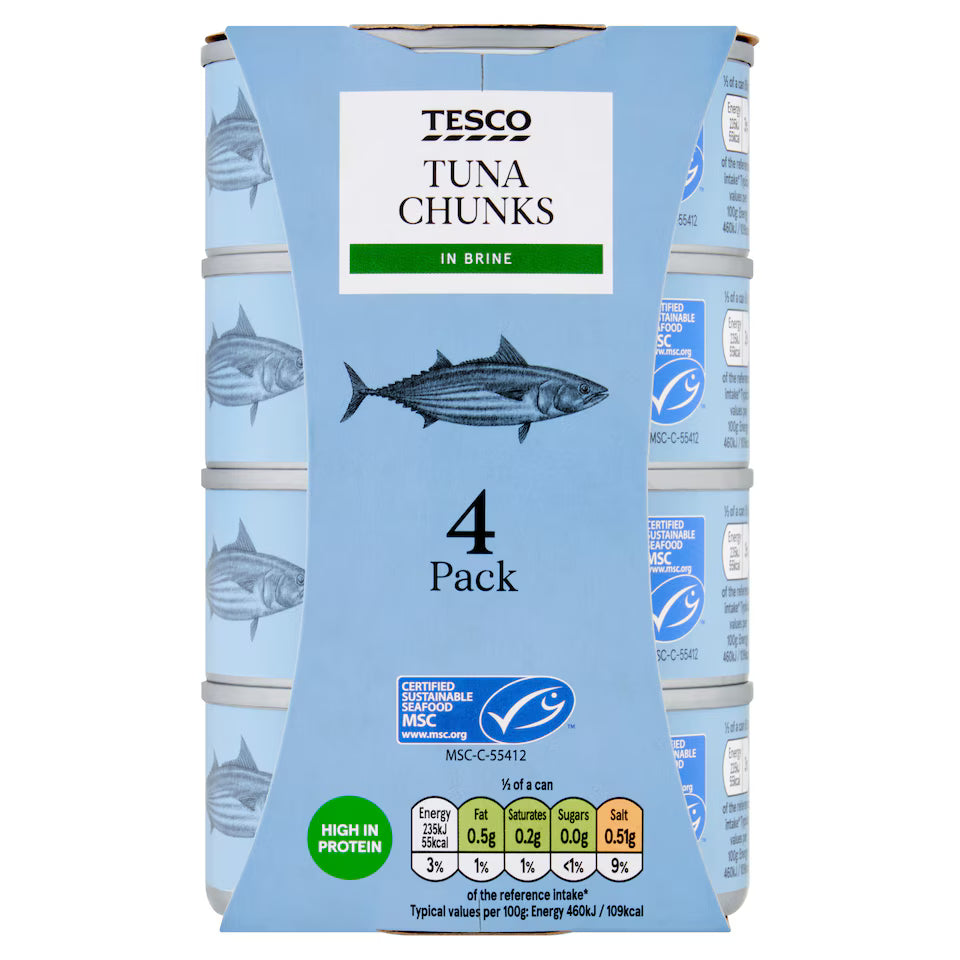 Tesco Tuna Chunks In Brine 4 X 145G