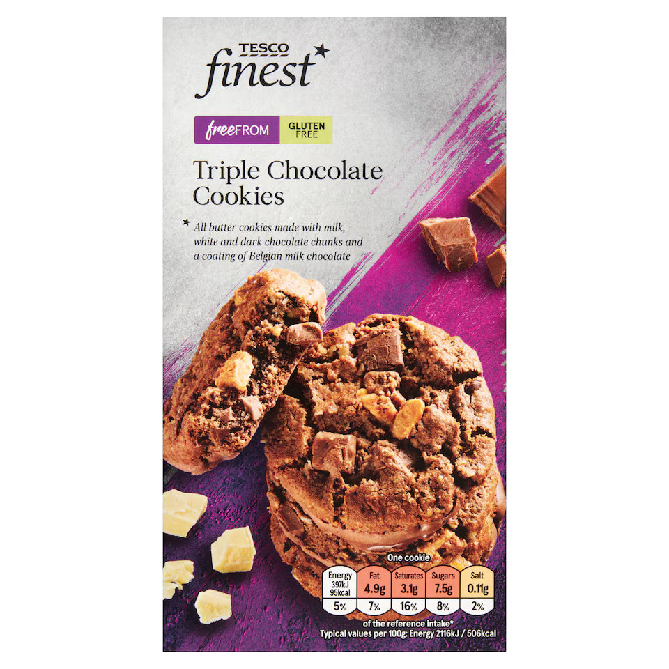 Tesco Finest Free From Triple Chocolate Cookies, 150g