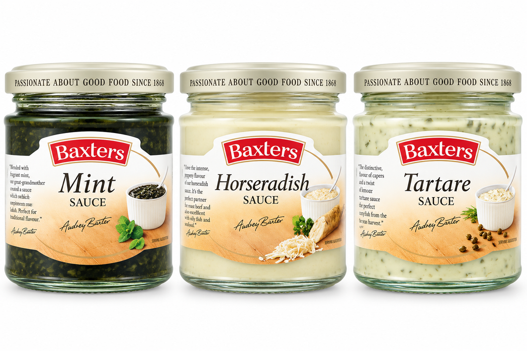 Baxters Classic Sauce Trio Bundle – Mint Sauce, Horseradish Sauce & Tartare Sauce