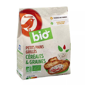 Auchan Organic Small Pieces of dry Toast 7 Cereals 225g