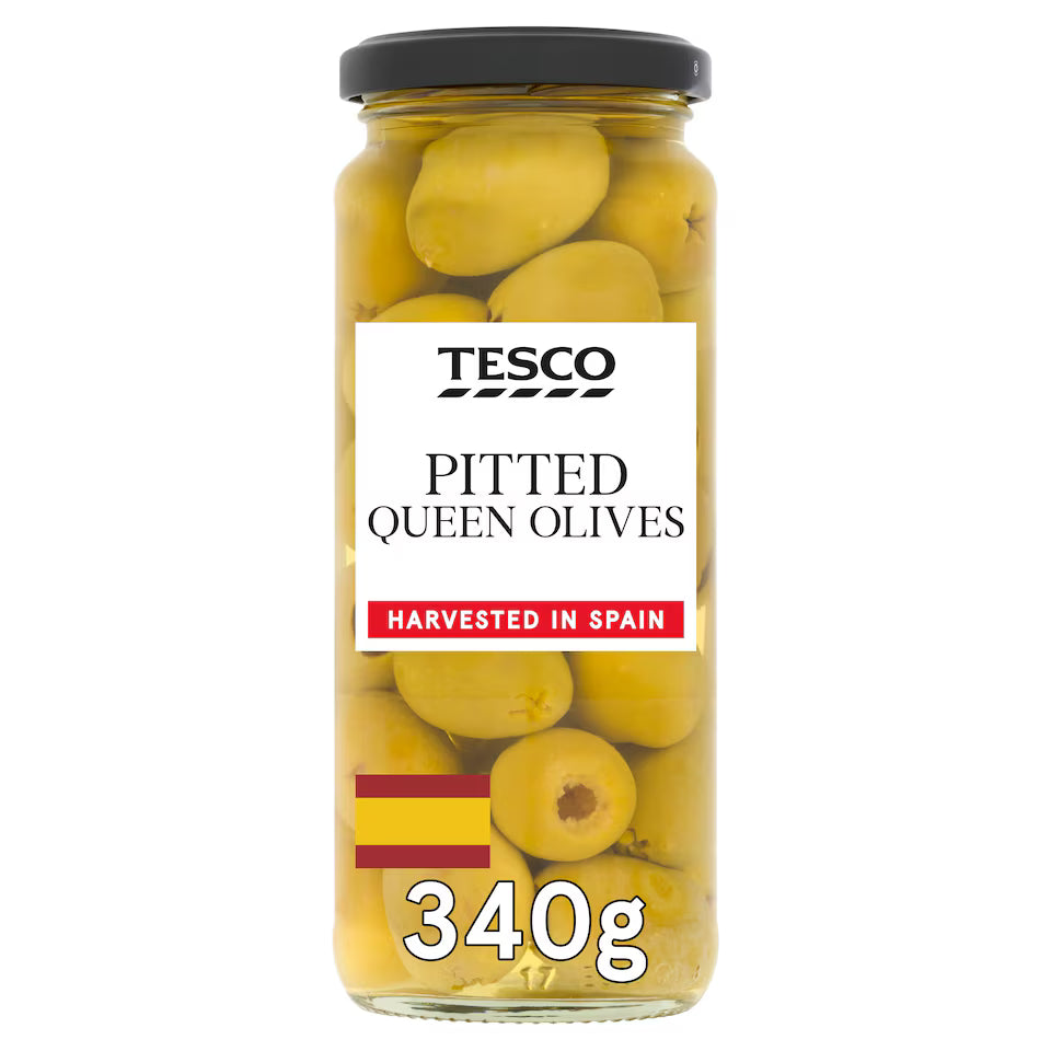 Tesco Pitted Queen Olives, 340g