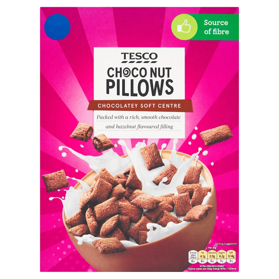 Tesco Choco Nut Pillows Cereal, 375g
