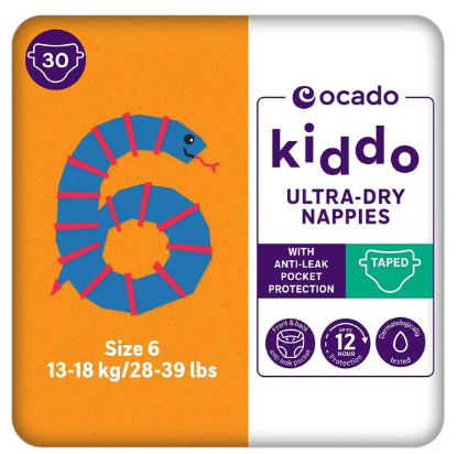Ocado Kiddo Ultra-Dry Nappies Size 6, 30 per pack
