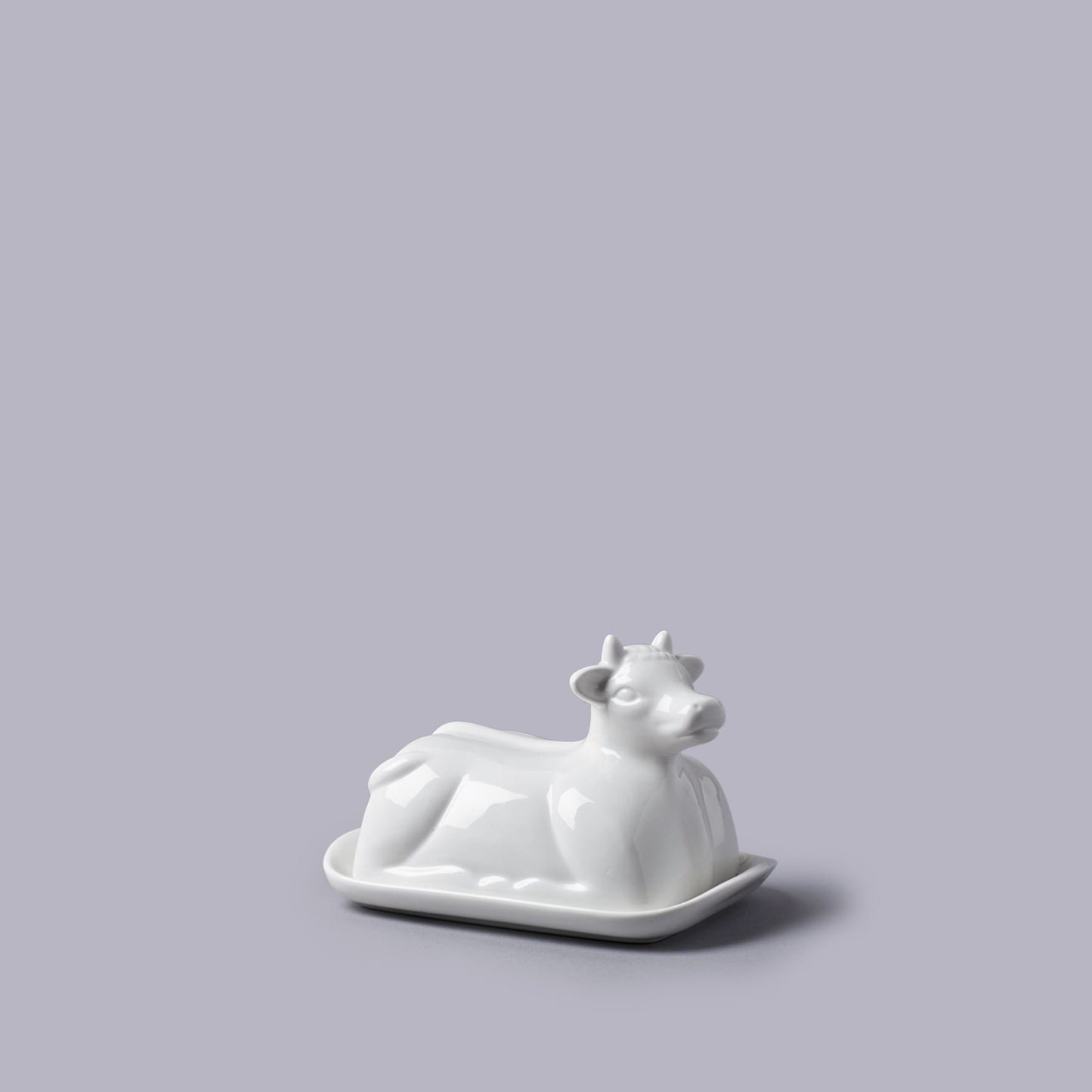 Cow Themed White Ceramic Butter Dish (19x14x7cm)