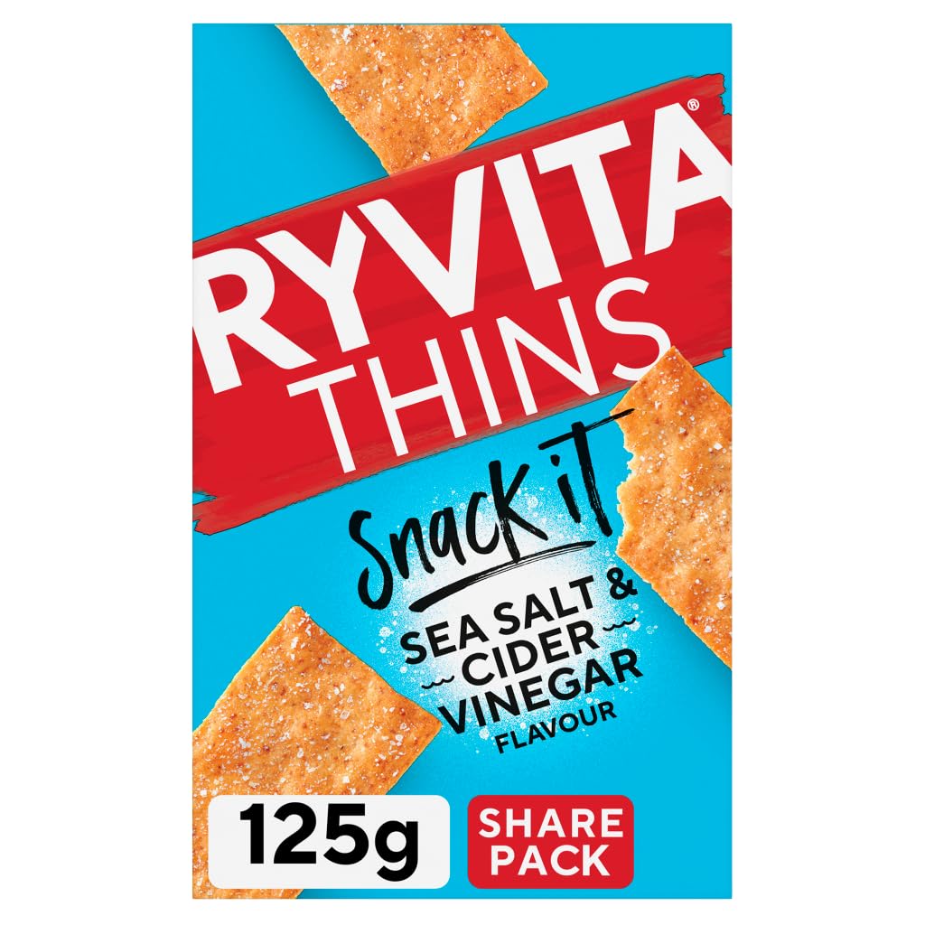 Ryvita Thins Snack It Sea Salt And Cider Vinegar Flavour 6 packs of 125g